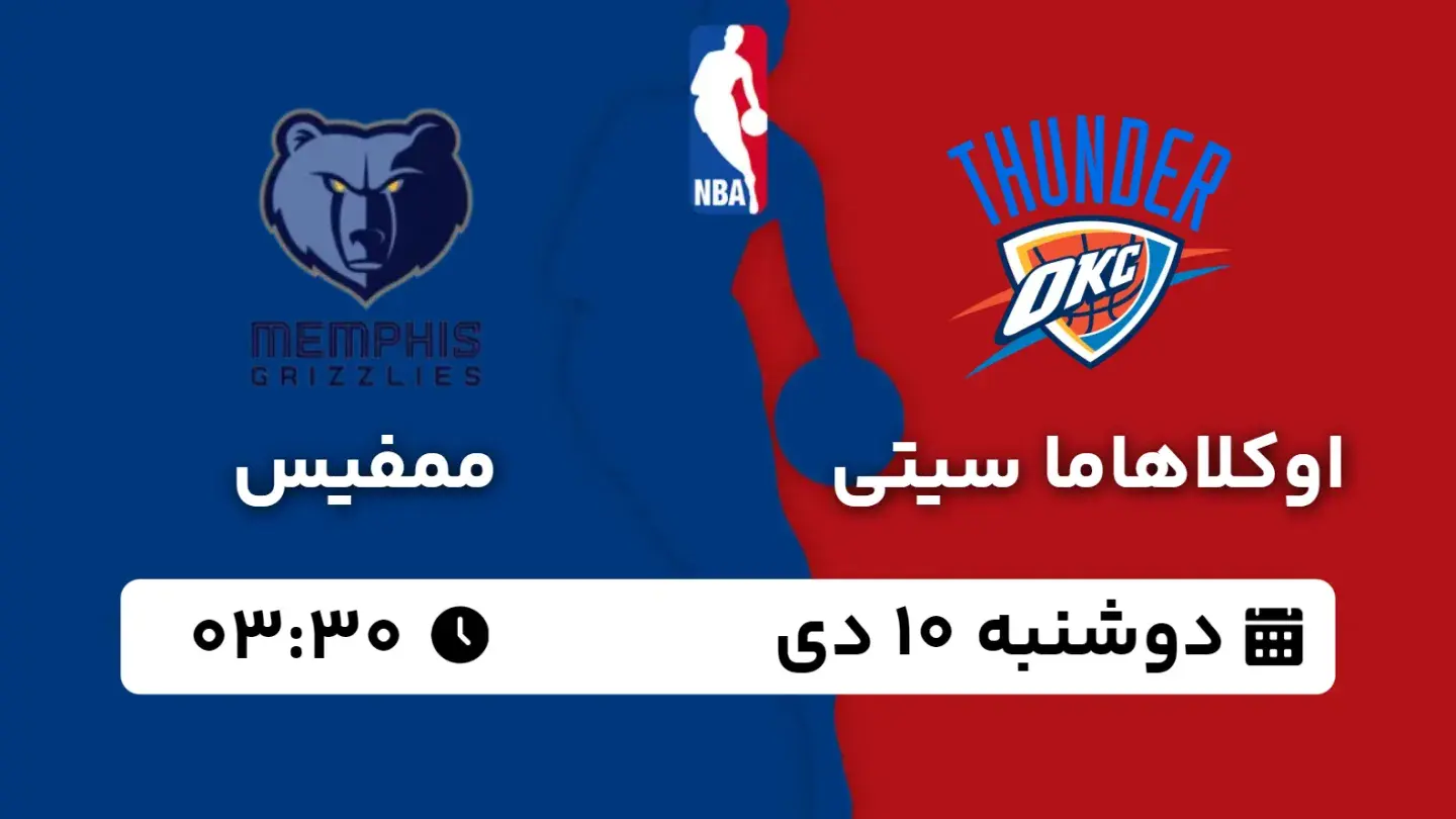 پخش زنده بسکتبال اوکلاهاما و ممفیس امروز ۱۰ دی ۱۴۰۳ | بسکتبال NBA